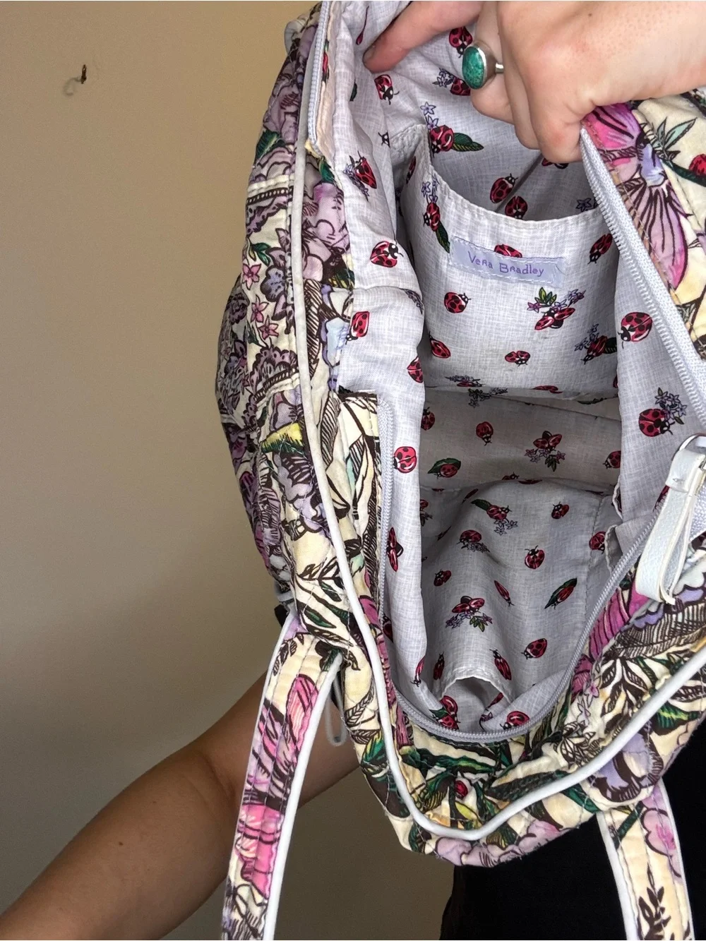 Vera Bradley Floral Quilted Tote Bag in Pink and Green